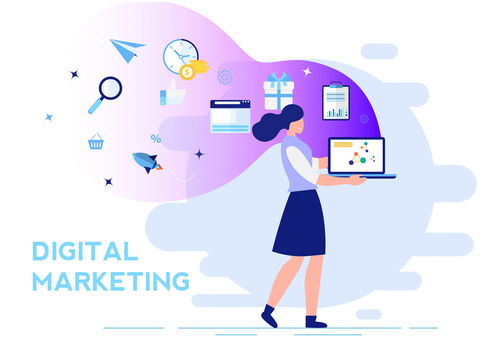 创意数字营销女子插画 赋能品牌，点亮数字文化新生态